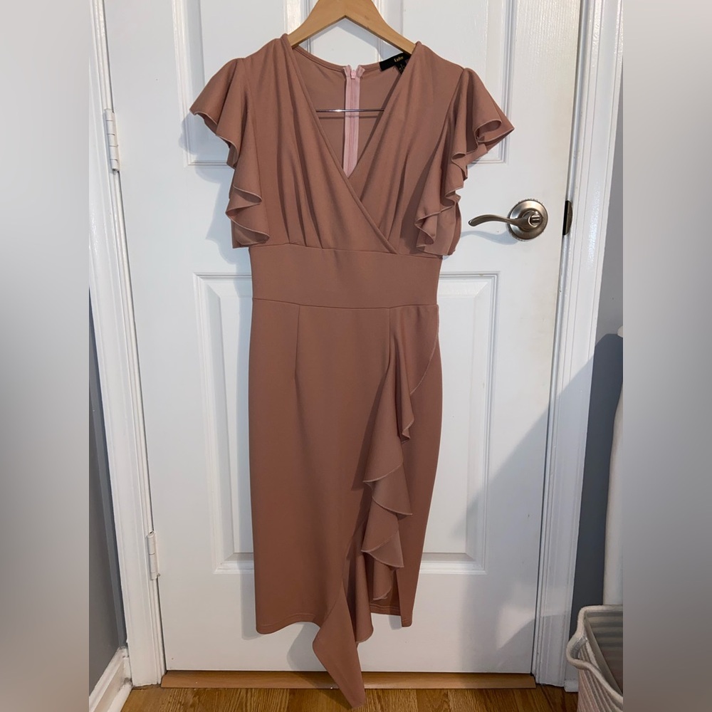Elegant Mauve Ruffle Dress. Never worn